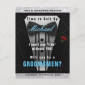 Groomsman Tuxedo Invitation Suit omhoog Briefkaart (Voorkant)