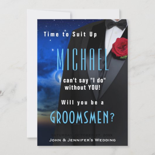 Groomsman Tuxedo Invitation Suit omhoog Kaart (Voorkant)