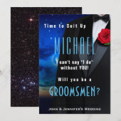 Groomsman Tuxedo Invitation Suit omhoog Kaart (Voorkant / Achterkant)