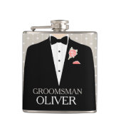 Groomsman tuxedo koraalknop heupkolf heupfles (Voorkant)