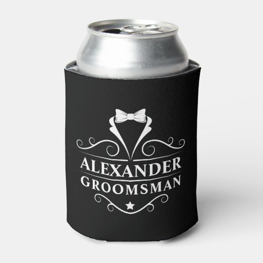 Groomsman Tuxedo Stropdas Black Blikjeskoeler (Blikje Voorkant)