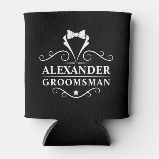 Groomsman Tuxedo Stropdas Black Blikjeskoeler (Voorkant)