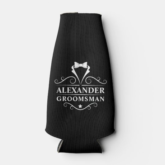 Groomsman Tuxedo Stropdas Black Flesjeskoeler (Voorkant)
