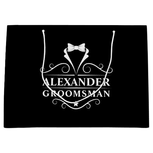 Groomsman Tuxedo Stropdas Black Groot Cadeauzakje (Voorkant)