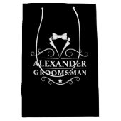Groomsman Tuxedo Stropdas Black Medium Cadeauzakje (Voorkant)