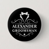 Groomsman Tuxedo Stropdas Black Ronde Button 5,7 Cm (Voorkant)