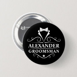 Groomsman Tuxedo Stropdas Black Ronde Button 5,7 Cm