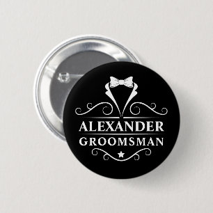Groomsman Tuxedo Stropdas Black Ronde Button 5,7 Cm