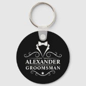 Groomsman Tuxedo Stropdas Black Sleutelhanger (Voorkant)