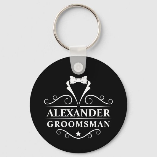 Groomsman Tuxedo Stropdas Black Sleutelhanger (Voorkant)