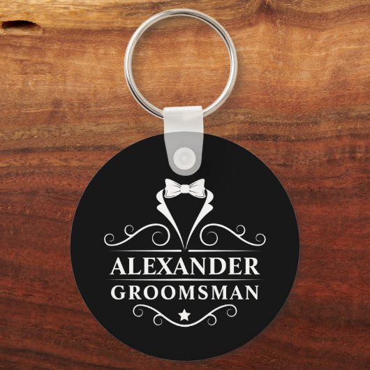 Groomsman Tuxedo Stropdas Black Sleutelhanger (Voorkant)