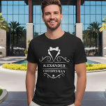 Groomsman Tuxedo Stropdas Black T-shirt<br><div class="desc">Wedding Groomsman Tuxedo Stropdas Black T-Shirt</div>