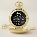 Groomsman Tuxedo Stropdas Gold en Black Zakhorloge<br><div class="desc">Woensdag in de plenaire vergadering Stropdas Gold en Black Pocket Watch</div>