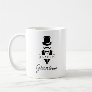 Groomsman Tuxedo Top Hat Name Koffiemok
