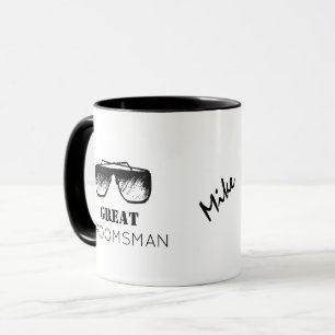 Groomsman Typografie Naam Black Googles Wedding Mok