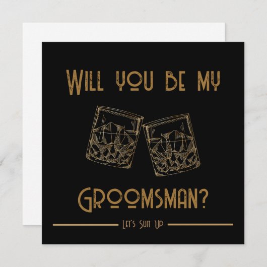 Groomsman Uitnodiging Kaart Whiskey Glasses (Voorkant / Achterkant)