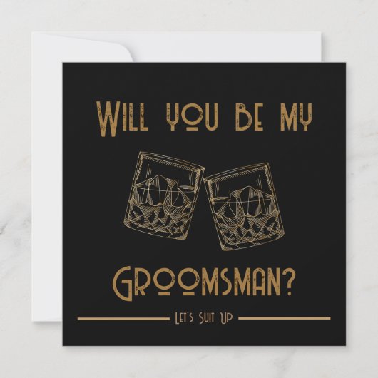Groomsman Uitnodiging Kaart Whiskey Glasses (Voorkant)