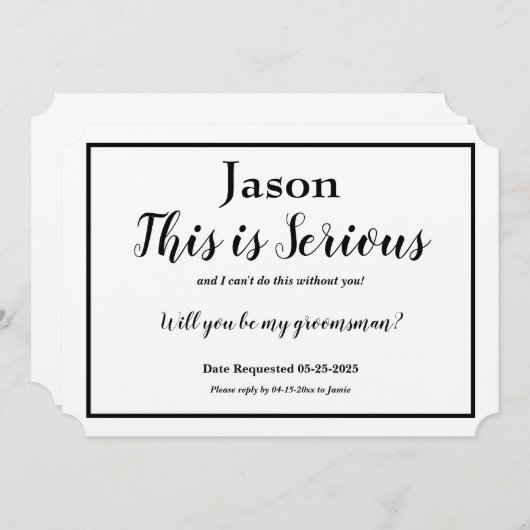 Groomsman-verzoek Dit is de optie voor een ernstig Kaart (Voorkant / Achterkant)