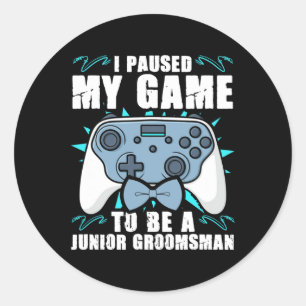 Groomsman Video Gamer Junior Groomsmen gepauzeerd Ronde Sticker