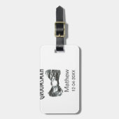 Groomsman voeg naam datum jaar grijze kraag boog t bagagelabel (Voorkant verticaal)