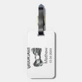 Groomsman voeg naam datum jaar grijze kraag boog t bagagelabel (Achterkant verticaal)