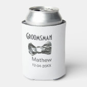 Groomsman voeg naam datum jaar grijze kraag boog t blikjeskoeler (Blikje Voorkant)