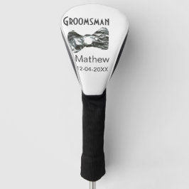 Groomsman voeg naam datum jaar grijze kraag boog t golfheadcover