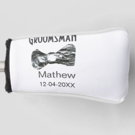 Groomsman voeg naam datum jaar grijze kraag boog t golfheadcover