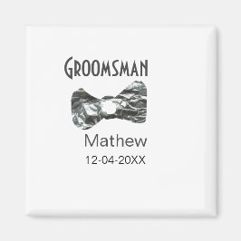 Groomsman voeg naam datum jaar grijze kraag boog t magneet