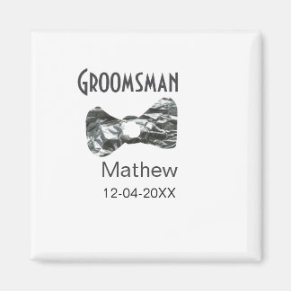 Groomsman voeg naam datum jaar grijze kraag boog t magneet