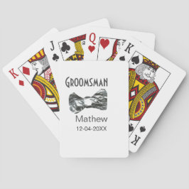 Groomsman voeg naam datum jaar grijze kraag boog t pokerkaarten