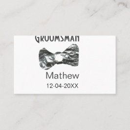 Groomsman voeg naam datum jaar grijze kraag boog t visitekaartje