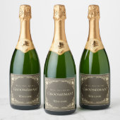 Groomsman-voorstel Black Gold  Elegant Sparkling Wijnetiket (Flessen)