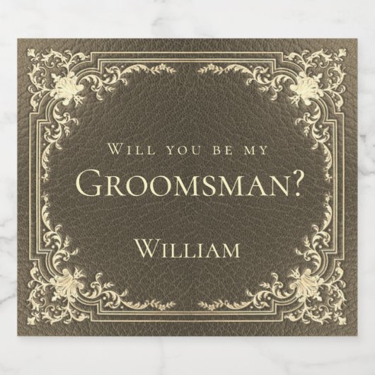 Groomsman-voorstel Black Gold  Elegant Sparkling Wijnetiket (Enkel label)