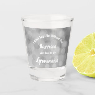 Groomsman voorstel bubbel sprankelend zilver shot glas