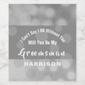 Groomsman voorstel Bubbly Sparkly gepersonaliseerd Wijn Etiket (Enkel label)