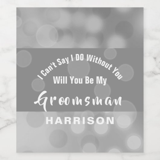 Groomsman voorstel Bubbly Sparkly gepersonaliseerd Wijn Etiket (Enkel label)