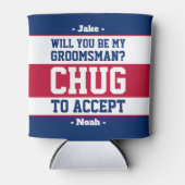 Groomsman-voorstel Chug om rood-wit en blauw goed  Blikjeskoeler (Voorkant)