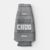 Groomsman voorstel Chug om te accepteren Grappig F Flesjeskoeler (Voorkant)
