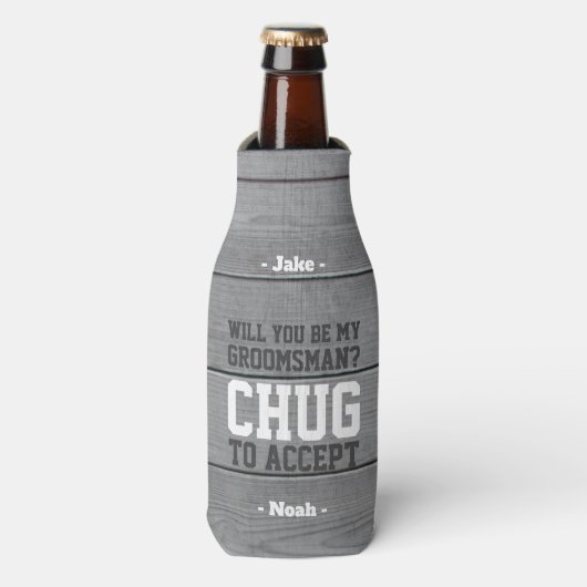 Groomsman voorstel Chug om te accepteren Grappig F Flesjeskoeler (Fles Voorkant)