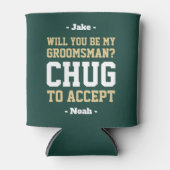 Groomsman voorstel Chug om te accepteren Groen Gou Blikjeskoeler (Voorkant)