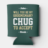 Groomsman voorstel Chug om te accepteren Groen Gou Blikjeskoeler (Achterkant)