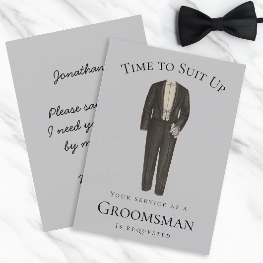 Groomsman-voorstel Tijd om Tuxedo op te starten Kaart