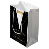 Groomsman-voorstel Tijd om zwart Faux Gold uit te  Medium Cadeauzakje (Voorkant Gekanteld)