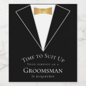 Groomsman-voorstel Zwarte Faux Gold Time bij opsta Wijn Etiket (Enkel label)