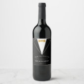 Groomsman-voorstel Zwarte Faux Gold Time bij opsta Wijn Etiket (Voorkant)