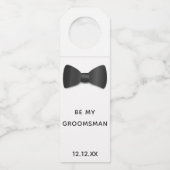 Groomsman-voorstel Zwarte Stropdas Fles Hanger Lab (Voorkant)