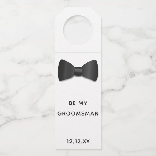 Groomsman-voorstel Zwarte Stropdas Fles Hanger Lab (Voorkant)