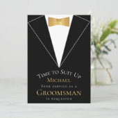 Groomsman-voorstel Zwarte Tijd om Faux Gold op te  Kaart (Staand voorkant)
