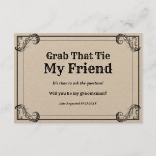 Groomsman vraagt Vintage om dat Stropdas Kaart